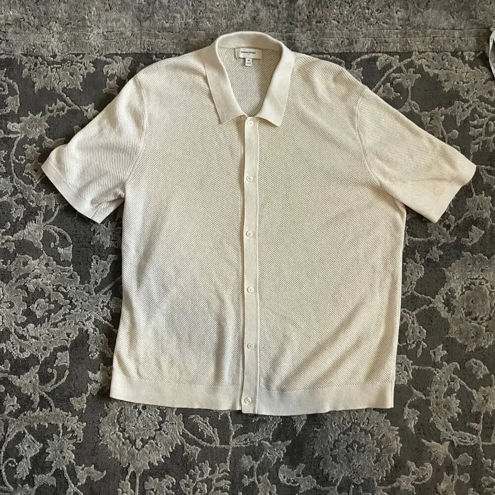 Banana Republic Cream Knit Polo Shirt XL Quiet Luxury Classic Casual Preppy